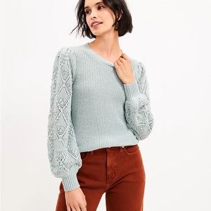 NWT LOFT Grey Bobble Pointelle Sweater